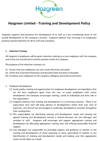 Training and Development Policy